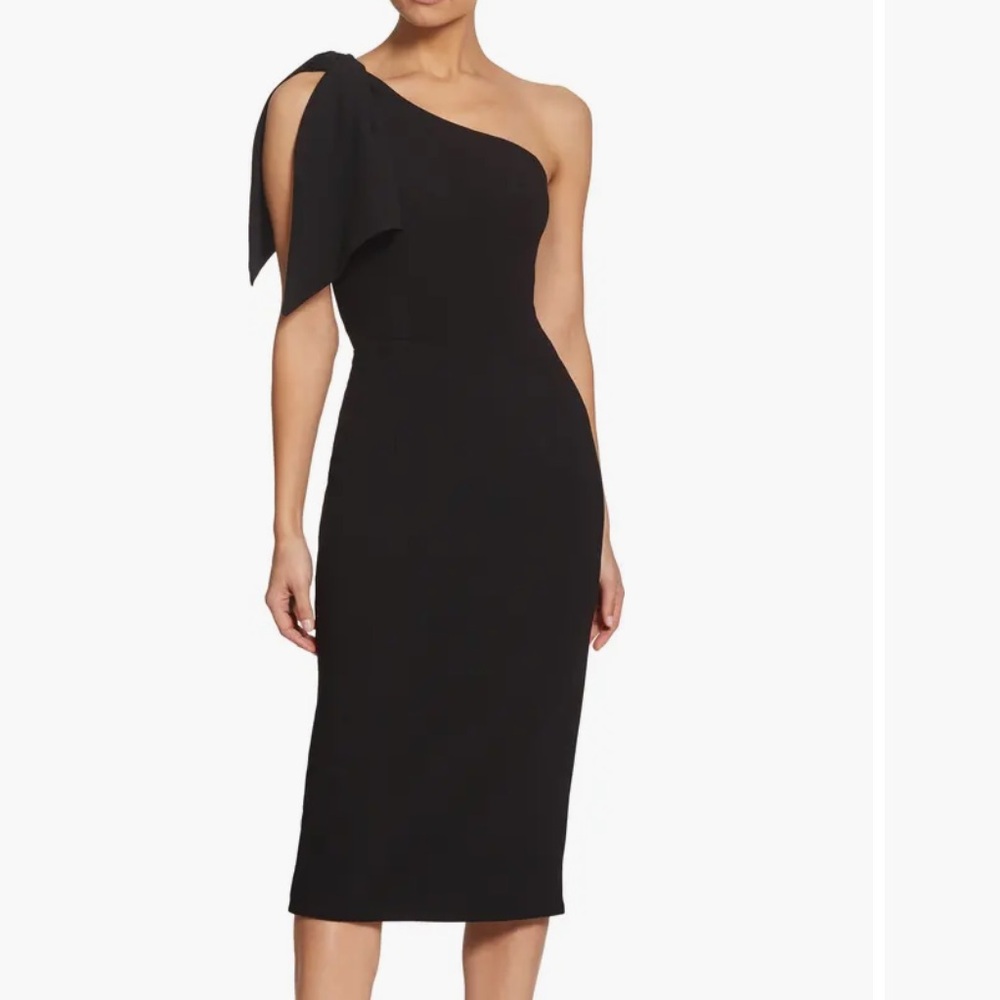 Dress the Population Black Asymmetrical One-Shoulder Cocktail Dress